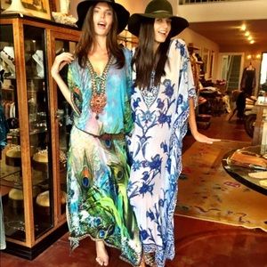 NWT Bohemian Peacock Silk Kaftan/Dress